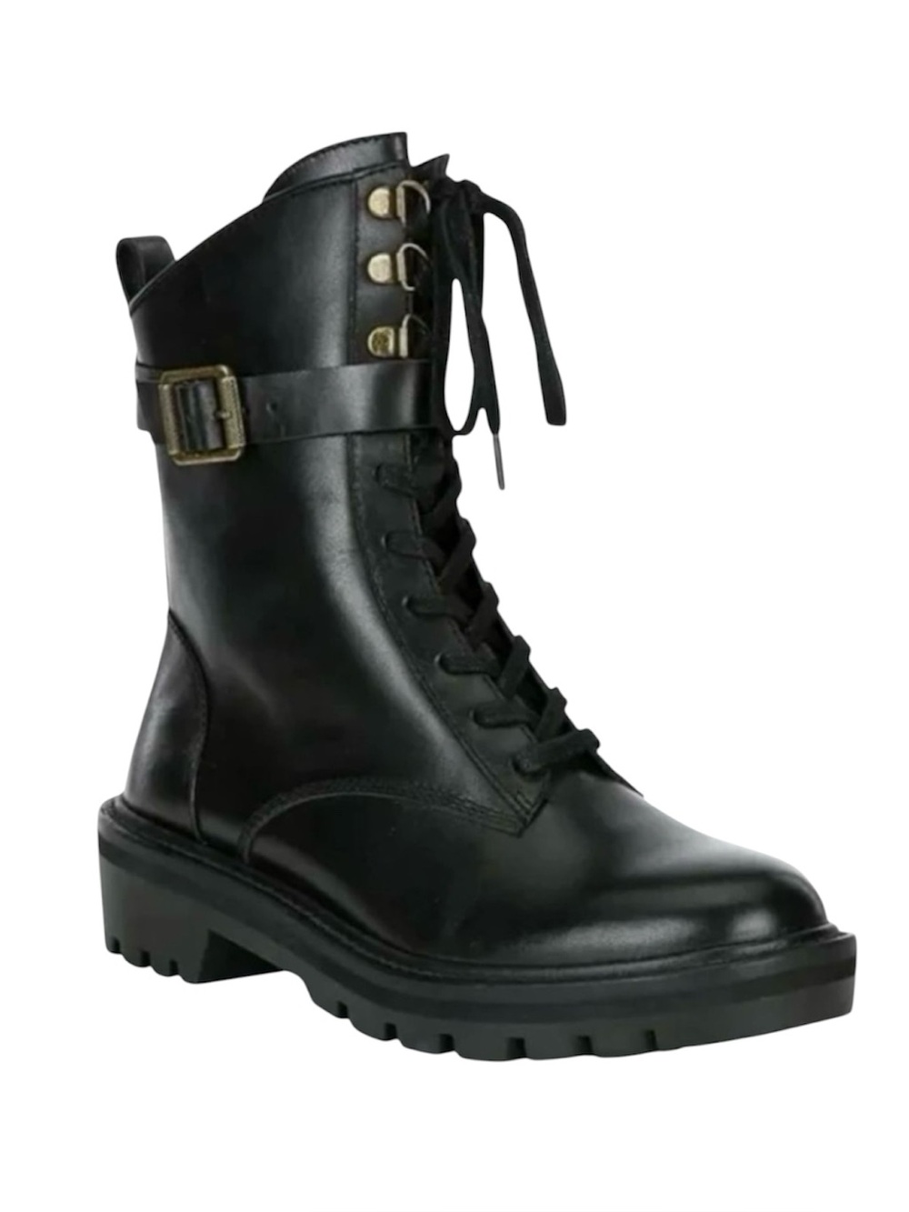 Antonio Melani Leather Lug Sole Combat Booties